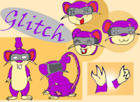 Glitch the rattata by Can9FurEver - male, glasses, mouse, rat, pokemon, character sheet, oc, rodent, tech, original character, rattata, xp, uwu