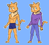 Loshon Character sheet (old) by Loshon - sketch, cat, feline, male, underwear, character sheet, color, oc, hoodie, mammal, digital art, original character, male/solo