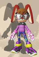 Jared's Mother by JaredTheBunnyBoy - rabbit, character sheet, red fur, sonic fan character, peach skin, female solo, ruby the rabbit