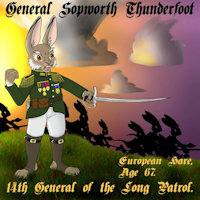 General Thunderfoot by Chucky - male, sabre, redwall, european hare, military uniform