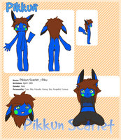 Pikkun Scarlet Character Sheet by AvaBun - hybrid, pokemon, pikachu, anthropomorphic, male solo