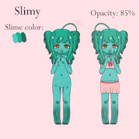 Slimy by PlumVaguelette - reference sheet, slime, none, slime monster