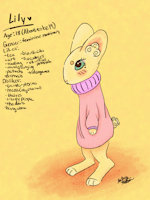 Lily Fursona Ref Sheet by GoodVibesArtist - bunny, reference sheet, innocent, feminine, fluffy, digital, baby, soft, pastel, fursona, ref sheet, simple, refsheet, digital art, digitalart, bunny ears, ref-sheet, referencesheet, bunnygirl, bunny girl, digital painting, bunny rabbit, anthro bunny, nonbinary, non-binary, digital artwork, digital media (artwork)