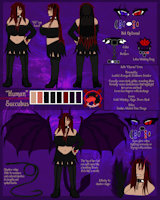 Belle Charme Grim Reference Sheet by Dragonhuntx - red, big, woman, breasts, female, magic, purple, reference sheet, thick, demon, black, shadow, bust, human, breast, goth, character, sheet, reference, curvy, busty, succubus, grim, belle, charme, dragonhuntx, thicc