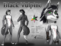 Ref496/ Reference: Black Vulpine by darkgoose - fox, male, commission, sheet, ref, canid, darkgoose, reference, sfw, rs