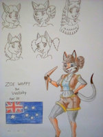 Zoe woppy by cookingbutt86 - female, character sheet, marsupial, wallaby, traditional art, australia, character design