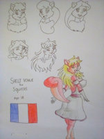 Shelley Vonue by cookingbutt86 - female, squirrel, character sheet, anthro, furry, french, traditional art, character design