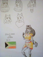 Zula Stripé by cookingbutt86 - female, equine, character sheet, anthro, zebra, furry, traditional art, character design