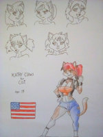 Kathy claws by cookingbutt86 - cat, feline, female, character sheet, anthro, furry, traditional art, character design
