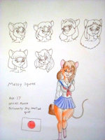 Messy Squeek by cookingbutt86 - female, character sheet, anthro, japan, furry, traditional art, character design, field mouse