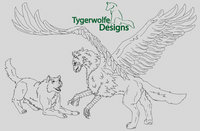 Shimmerhawk Gift - WIP by DarkwolfUntamed - gryphon, feral, dire wolf, multiple characters