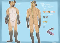 Benny reference sheet by sugarygulp - male, hyena, ref, ref sheet, reference, referencesheet