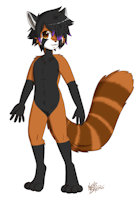Arcturus Vermilion by DarkLordFlufs - red panda, male, reference sheet