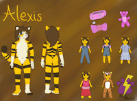 Alexis Reference Sheet by kinyeon - cub, tigress, female, collar, teddy bear, teddy, onsie, outfits, kynmedia