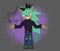 Jeager The Hybrid by Magathaaa - son, male, hybrid, character sheet, clothes, hedgehog, teeth, sonic, oc, reference, earrings, scourge, aardwolf, sonic the hedgehog, fan character, male/solo, sonic oc, no clothes, moebian, scourge child, jeager the hybrid