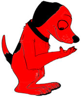 Giant Red Dog befriends Little Woodstock by BradSnoopy97 - dog, red, bird, friends, giant, art, fan, male/male, woodstock, macro micro