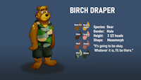 Character Sheet: Birch Age 25 by MaxDeGroot - male, bear, character, sheet