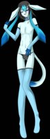 .:Glace the Glaceon:. by KoCorona - panties, male, stockings, blushing, pokemon, shiny, pokemorph, glaceon, sleeves