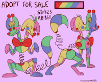 (OPEN) Adopt for Sale: Springy Twins [🐀 by ToiletTrauma - fox, twins, toys, canine, feral, open, plush, bowtie, quad, spring, stuffed animal, stitches, adoptable, any, coil, adopt, two heads, for sale, bright colors, two headed, gaudy, tacky, puff ball