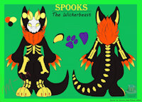 Spooks the Wickerbeast Ref by MizuSilverwolf - male, claws, fluffy, halloween, bones, wickerbeast, halloween themed