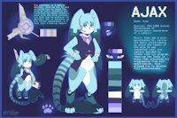 COM: AJAX REFERENCE SHEET by pilitan - cabbit, male, reference sheet, anthro, chibi, vest, bowtie, long ears, refsheet, ajax, cyan fur