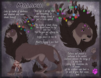 Malakhi, brother of death by DestinyWolf - wolf, male, lion, commission, magic, demon, glowing, black, grey, sheet, mane, skinny, text, antlers, flames, reference, destiny, third eye, stones, tragic, barbed wire, karmen16