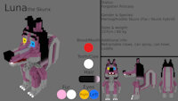 Luna the Skunx by The10axe - chibi, hermaphrodite, charactersheet, character ref, voxel, skunx