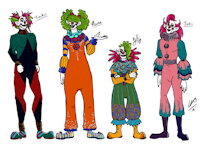 Klown Kids Line-Up by Matlalihuitl - female, male, alien, aliens, clown, multiple characters, clowns, klown, size reference, killer klowns from outer space, klowns, killer klowns, kkfos