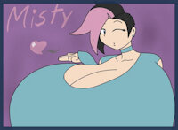 "Misty" by OppaimistyStar - female, glasses, human, huge breasts, body swap, two tone hair, foreign body host, life stealing