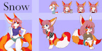 Snow by PlumVaguelette - female, reference sheet, fennec fox, chibis