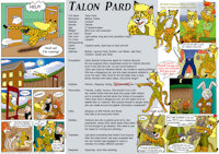 Character reference thingy - Talon Pard by Micke - cute, girl, female, panties, long hair, dress, blonde, leopard, barefoot, leopardess, short dress, bare legs