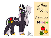 Bell Peppers by Rezeict - cute, male, reference sheet, equine, feral, pony, mythical, unicorn, fantasy, oc, personal art, hoofed, mlp, original character, cutie mark, mlp:fim, mylittlepony, 2020, cutiemark, cis, mlp oc, originalcharacter