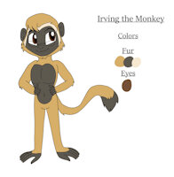 Irving Monkey Reference Sheet by KendraEevee - male, glasses, reference sheet, character sheet, anthro, furry, monkey, brown eyes, fan character, male/solo, primate, gray fur, gold fur