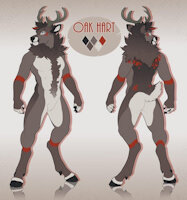 Oak Hart Ref Sheet (SFW) by oakhartbuck - male, deer, daddy, red deer