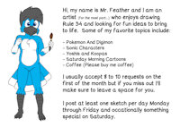 Mr. Feather by FeatheredAdventures - cub, male, blue bird, pretending to be an adult, mr feather, f adventures