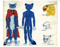 very first commission by agentrex - snow leopard, male, reference sheet, collar, mage, cloak, staff, agentrex