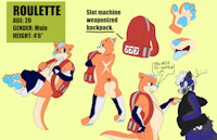 Roulette Ref sheet by DXshade - male, stockings, otter, backpack
