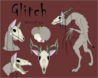 Glitch ref Sheet by ShermanPuffShark - antlers, ethereal, swamp, haunt, wendigo, mist walker