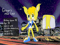 Gregory by JaredTheBunnyBoy - male, partially clothed, lynx, reference, cityscape, yellow fur
