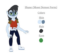 Shane Reference Sheet by KendraEevee - male, reference sheet, character sheet, green eyes, black hair, multiple arms, humanoid, fan character, transformed, blue skin, male/solo, jackie chan adventures, son in law, moon demon