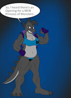 Meet Dawlaria by LoneWolf23k - female, godzilla, skimpy, paunch, kaiju, buff muscular