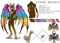 Kraven Masters Ref Sheet [NSFW] by YusukeNakamura - dragon, cute, boy, male, hybrid, colorful, rainbow, guy, deer, spirit, wings, kraven, wing, handsom