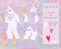 Xavier Reference 2020 by sketchbookantagonist - feline, reference sheet, furry, pastel, fursona, ref sheet, reference, sabertooth tiger, character reference, fairy kei, spank kei