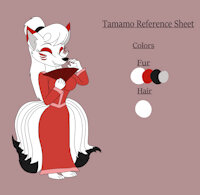 Tamamo Reference Sheet by KendraEevee - fox, kitsune, female, canine, anthro, markings, furry, fan, wife, multiple tails, white fur, yokai, fan character, nine tailed fox, nine tails, female/solo, jackie chan adventures, narrowed eyes