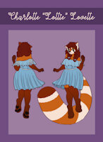 Lottie Reference by LottieLoveArt - female, red panda, reference sheet, dress, character sheet, anthro, oc, solo, reference, anthropomorphic, original character, digigrade