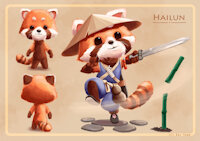 Hailun Liang by pentrep - boy, red panda, male, teen, fantasy, chinese, asian, swordsman, yordle, league of legends, inkcross