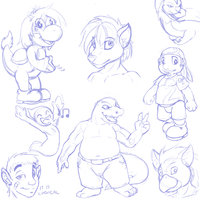 [Sketch] Random Doodles 6-16-2012 by Bluepaw - alligator, gator, human, yoshi, griffin, vulcan