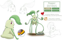 Pepper the Chikorita by Barley672 - female, chikorita, refsheet, paraplegic