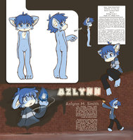 Azlynn character sheet by AvaBun - fox, cub, male, hybrid, paws, nudity, paint, art, human, young