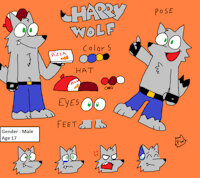 Ref Sheet - Harry K Wolf by PizzaWolf - wolf, male, reference sheet, comics, wolves, harry, cartoons, pizzawolf, harry the wolf